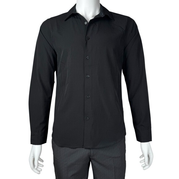 DKNY Button Up Long Sleeve Shirt Dressy Casual Office Size Small Black New - Picture 1 of 8